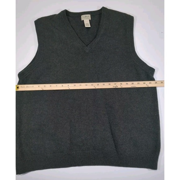 LL Bean 100% Lambs Wool XXL Green Sweater Vest Hunting‎ Warm - Picture 3 of 5